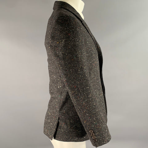 CALVIN KLEIN Size 38 Grey Speckled Wool Silk Sport Coat