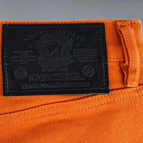 DIESEL Size 31 D-Strukt Orange Cotton Blend Slim 5 Pocket Jeans