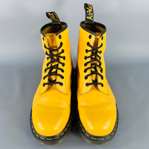 DR. MARTENS Size 8 Yellow Leather Lace-Up Boots