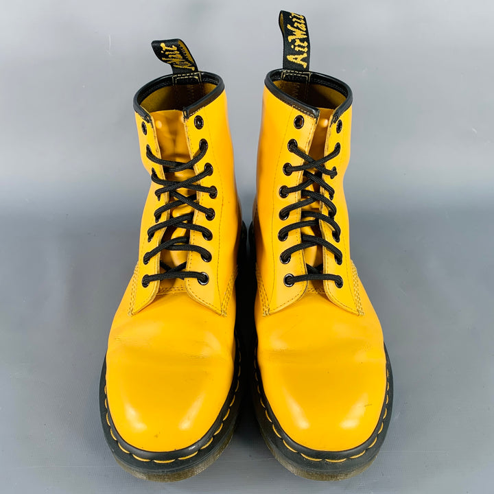DR. MARTENS Size 8 Yellow Leather Lace-Up Boots
