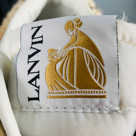 LANVIN Size 11 Beige Brown Plaid Wool Sneakers