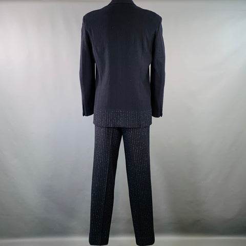 ISSEY MIYAKE Vintage Size L Navy Pinstripe Wool Blend Notch Lapel Suit