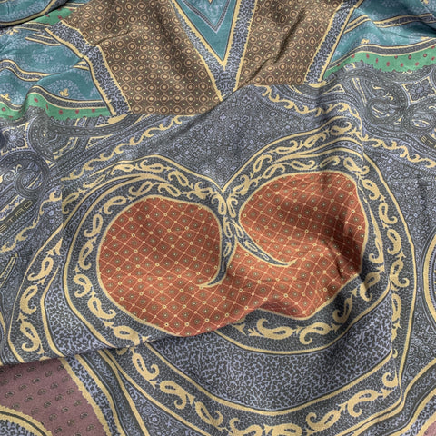 ETRO Size L Navy Grey Color Block Wool V-Neck Cardigan