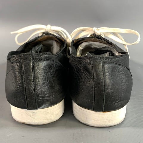 CHRISTIAN LOUBOUTIN Size 8.5 Black White Leather Low Top Lace Up Shoes