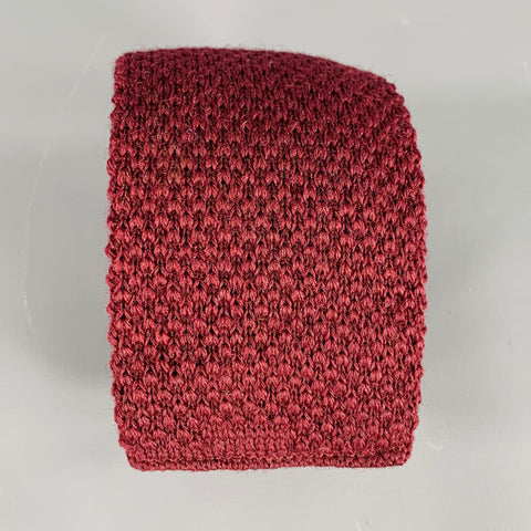 PIERRE CARDIN Burgundy Seed Stitch Wool Knit Tie