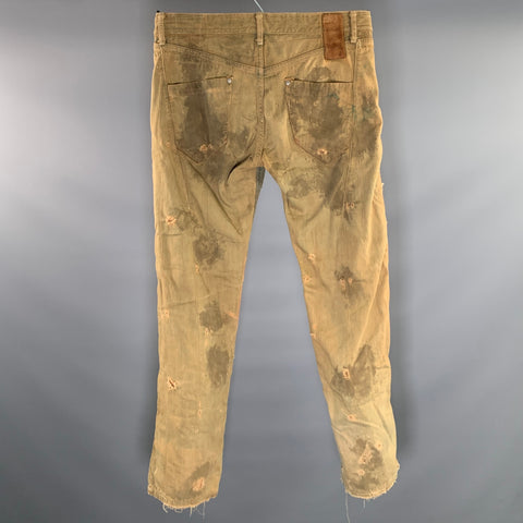 PROSPECTIVE FLOW Size 32 Brown Blue Distressed Cotton Straight leg Jeans