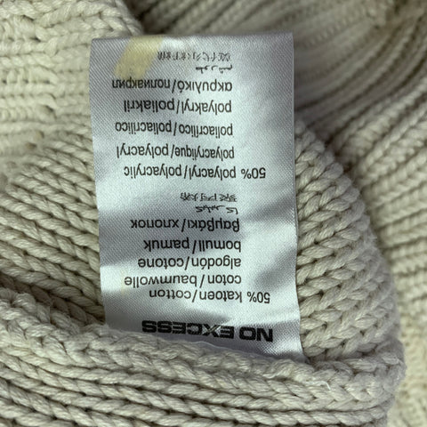 NO EXCESS Size M Beige Knit Cotton Blend Shawl Collar Sweater
