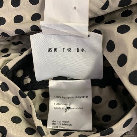 AKRIS Size 16 Black Ivory Polyester Polka Dot Reversible Jacket