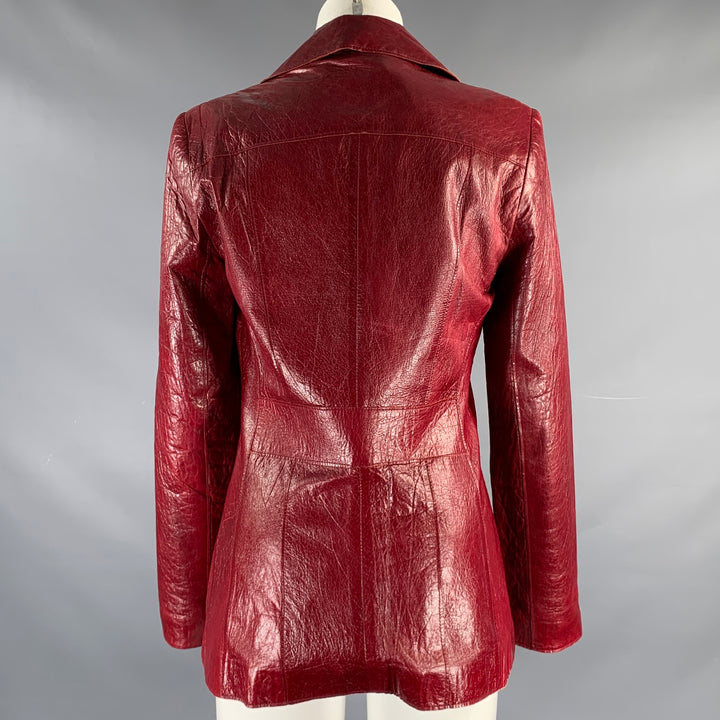 JOHN CARLISLE Size S Red Leather Solid Button Down Jacket