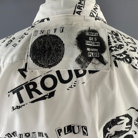 COMME des GARCONS HOMME PLUS Size S White Black Graphic Long Sleeve Shirt