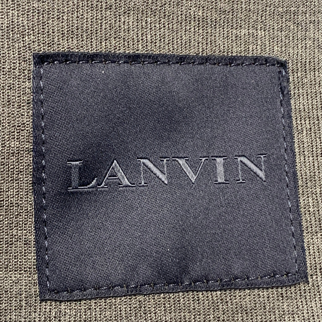 LANVIN Size M Grey Silk Cotton Blend Snaps Notch Lapel Jacket