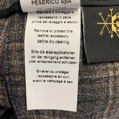 PESERICO Size 12 Grey Brown Wool Blend Plaid Flat Front Dress Pants