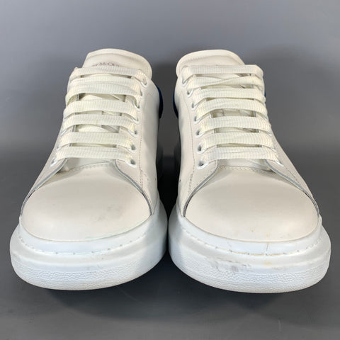 ALEXANDER MCQUEEN Size 9 White Navy Leather Lace Up Lace Up Shoes