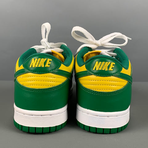 NIKE Size 6Y Yellow Green Color Block Leather Low Top Sneakers