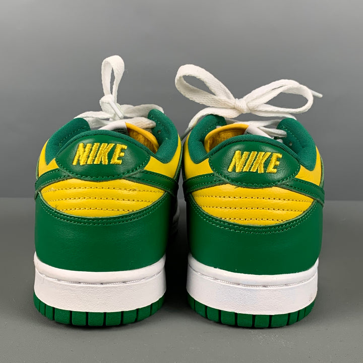 NIKE Size 6Y Yellow Green Color Block Leather Low Top Sneakers