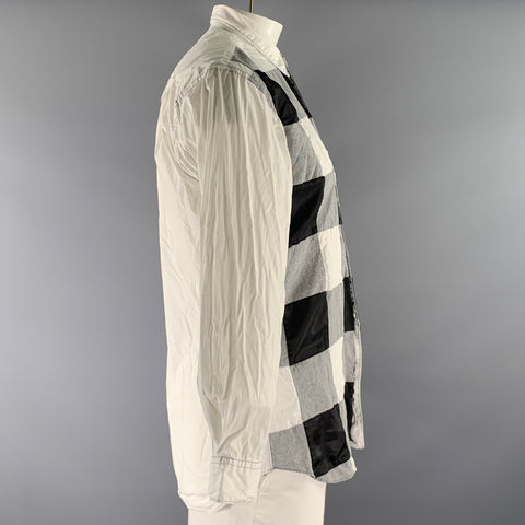 COMME des GARCONS SHIRT Size XL White Grey Black Checkered Long Sleeve Shirt