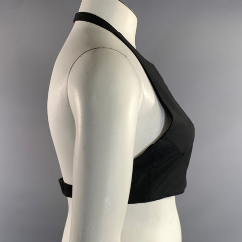 PRADA Size L Black Mohair Virgin Wool Halter Dress Top