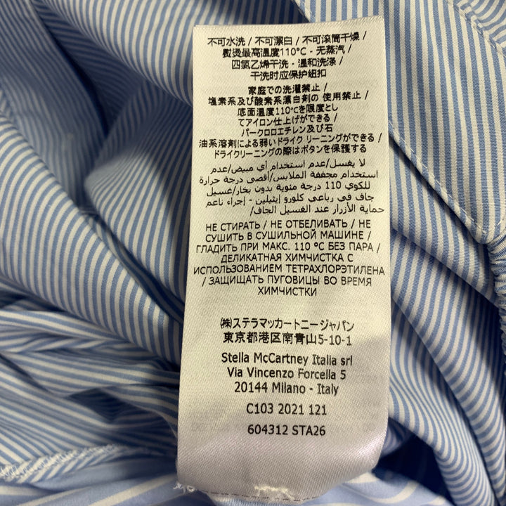 STELLA McCARTNEY Size 8 Blue White Cotton Stripe Belted Shirt Dress