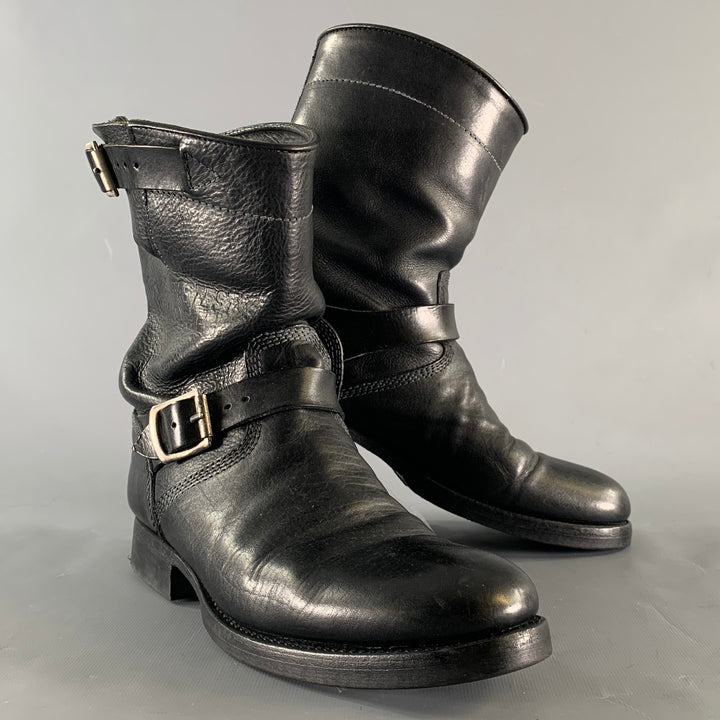 PAUL SMITH Size 8 Black Leather Belted Boots