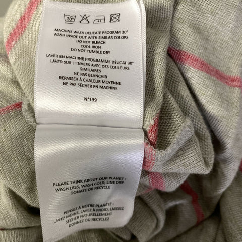 OFFICINE GENERALE Size M Grey Pink Stripe Linen Blend Boat Neck T shirt