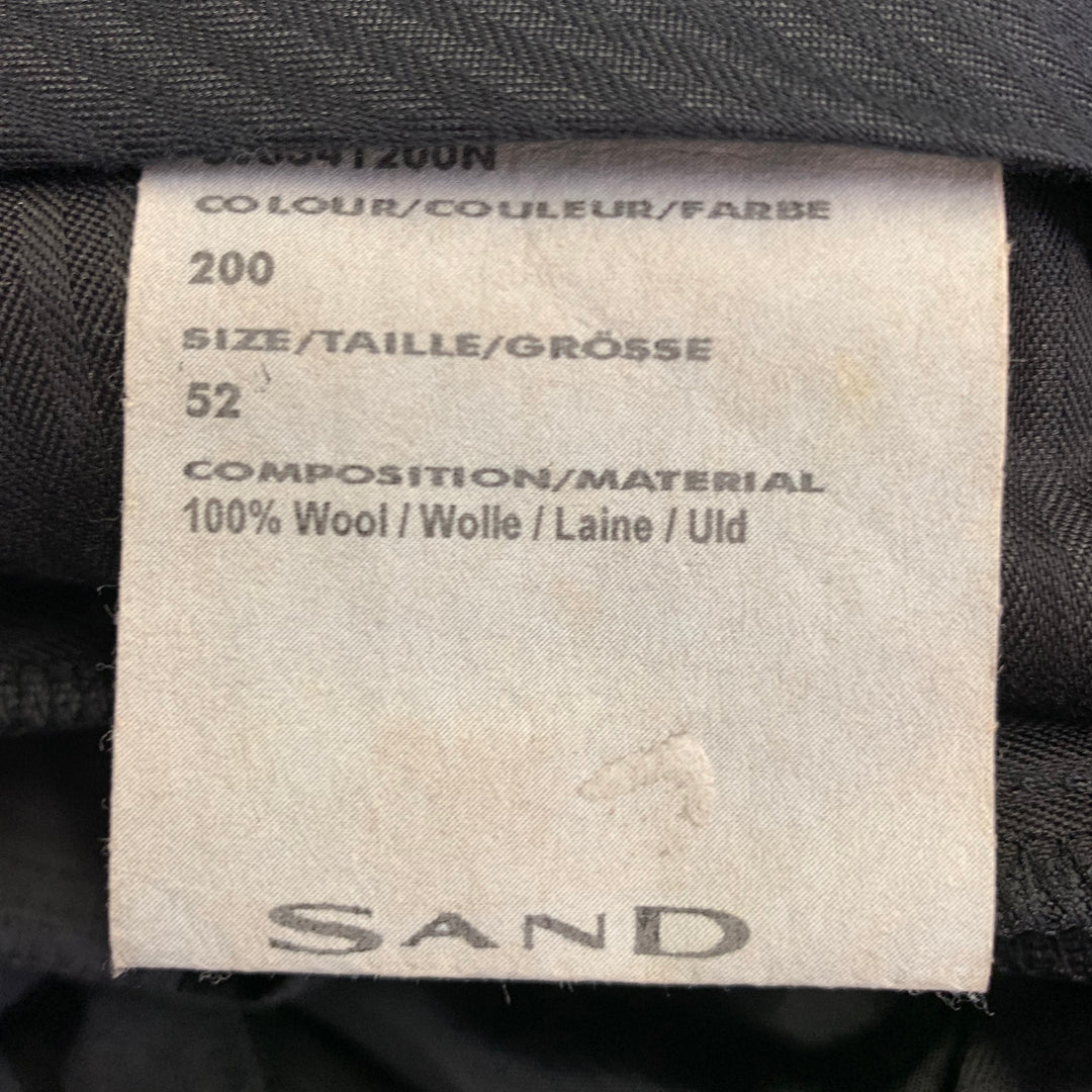 SAND Size 42 Black Wool Twill Notch Lapel Suit