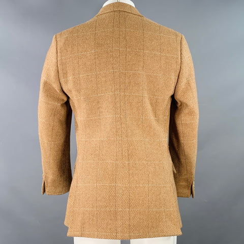 RALPH LAUREN Size 38 Regular Tan Brown Plaid Wool Angora Notch Lapel Sport Coat