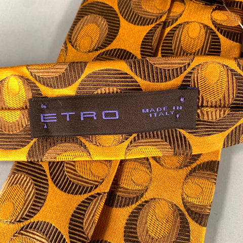 ETRO Orange Brown Circles Silk Tie