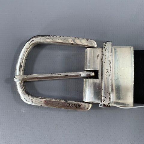 DKNY Size 34 Navy Silver Leather Belt