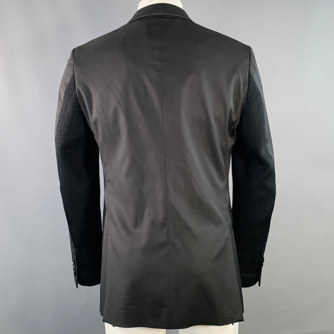 MOSCHINO COUTURE Size 40 Black Wool Blend Single Button Notch Lapel Sport Coat
