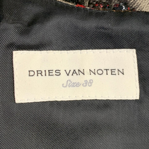 DRIES VAN NOTEN Size M Brown Red Jacquard Brocade Fringed Dress Top