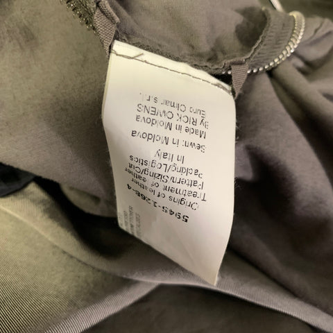 RICK OWENS Size 46 Green Olive Ribbed Leather Bomber Jacket