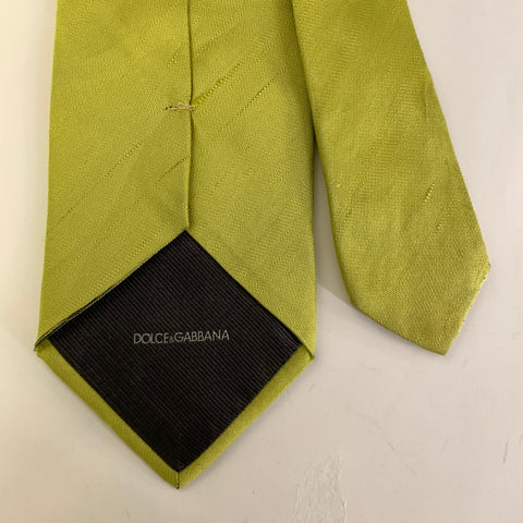 DOLCE & GABBANA Green Lime Jacquard Silk Tie