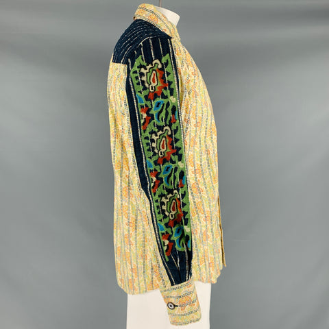 ROBERT GRAHAM Size XL Yellow Multi Color Print Cotton Western Long Sleeve Shirt