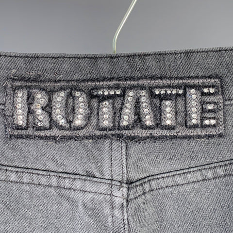 ROTATE Size 28 Dixie Charcoal Grey Twill Cotton Baggy Zip Fly Jeans
