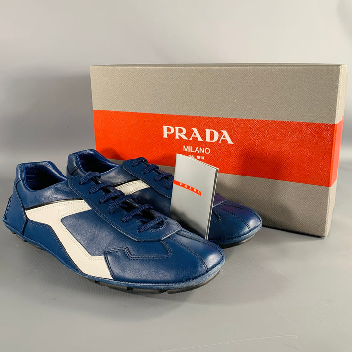PRADA Size 7.5 -Monte Carlo- Blue White Color Block Sneakers