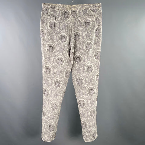 PS by PAUL SMITH Size 32 White Black Paisley Linen Flat Front Dress Pants