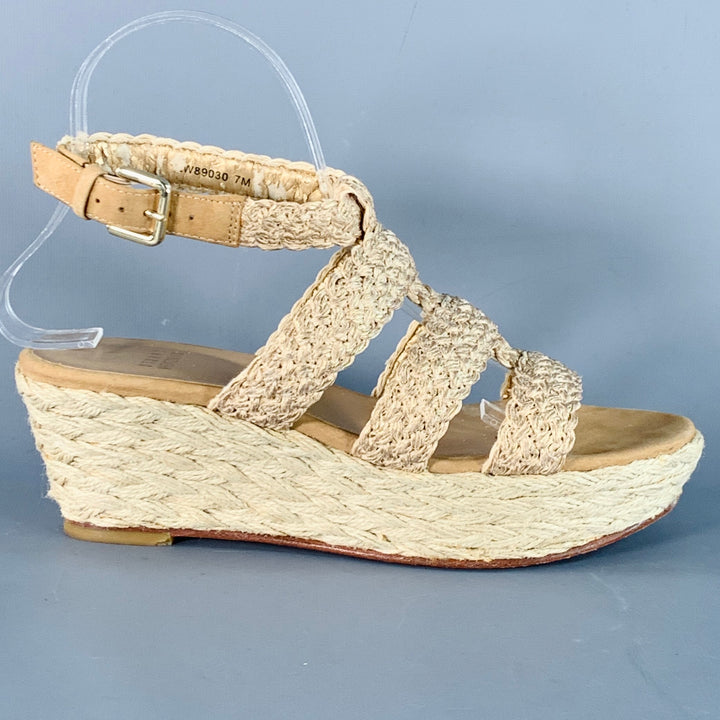 STUART WEITZMAN Size 7 Beige Natural Metallic Espadrille Sandals