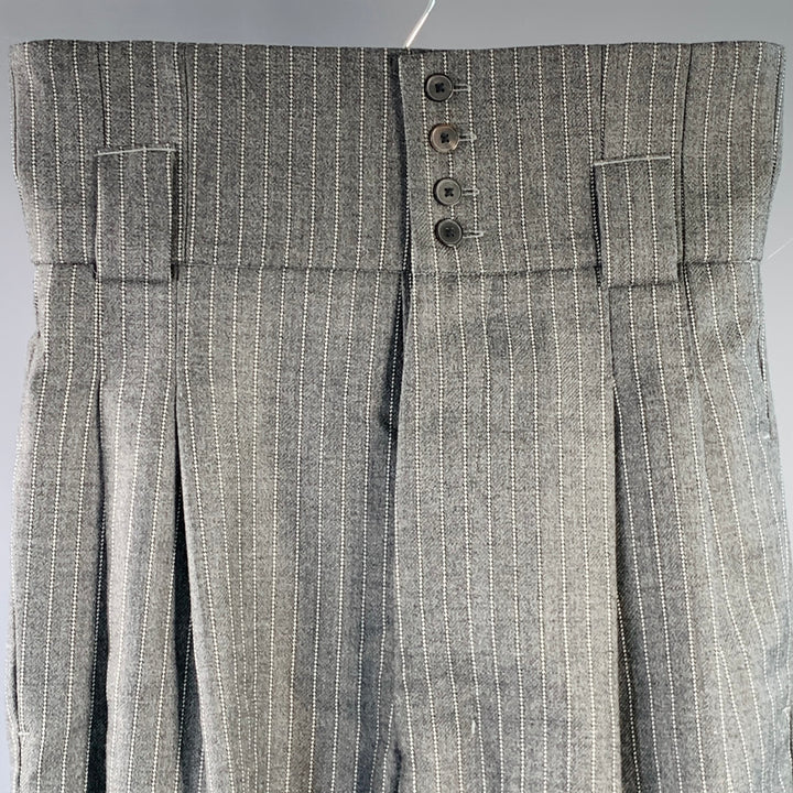 HAIDER ACKERMANN Size 32 Grey White Stripe Wool High Waisted Casual Pants