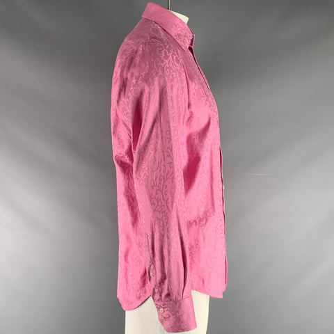 ROBERT GRAHAM Size L Pink Jacquard Cotton Button Up Long Sleeve Shirt