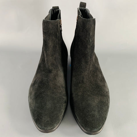DOLCE & GABBANA Size 7 Black Suede Side Zipper Boots