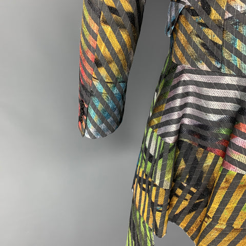 COMME des GARCONS HOMME PLUS Size M Multi-Color Stripe Wool Flared Coat
