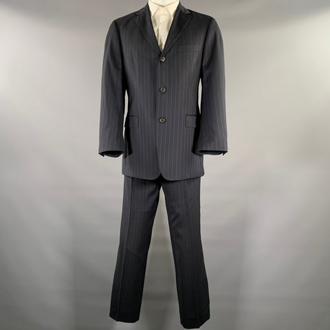 HUGO BOSS Size 38 Navy Pinstripe Wool Notch Lapel Suit