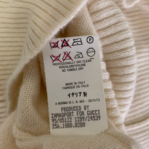 GUCCI Size L Cream Cashmere Short Sleeve Sweater Top