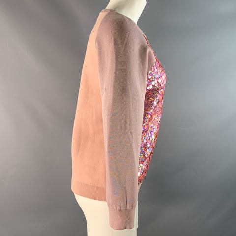 MARC by MARC JACOBS Size M Pink Cotton Sequined Raglan Sleeve Sweater