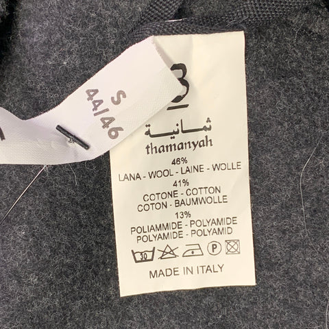 THAMANYAH Size S Black Double Face Wool Cotton Blend Collarless Jacket