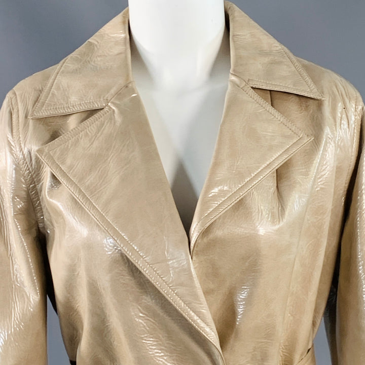 STAND STUDIO Size S Vada Beige Faux Leather Belted Trenchcoat