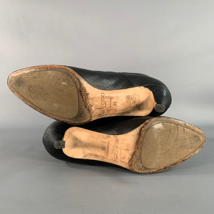 JIMMY CHOO Size 8 Black Leather Pebble Grain Back Zip Boots