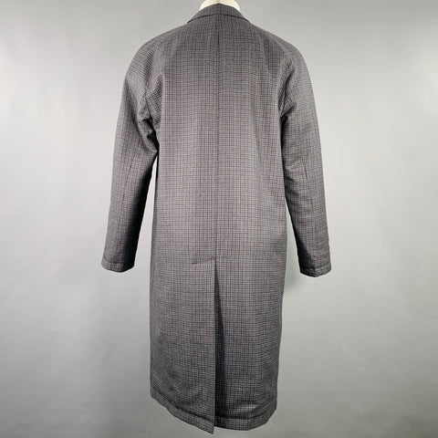 LARDINI Size 38 Axel Grey Navy Black Checkered Wool Reversible Coat