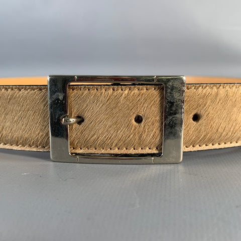 Ceinture Vintage en cuir de poulain beige, taille 34