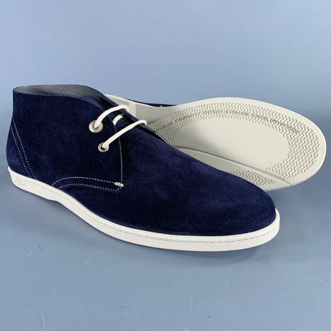SALVATORE FERRAGAMO Bottines Chukka en Daim Bleu Marine Pointure 9.5